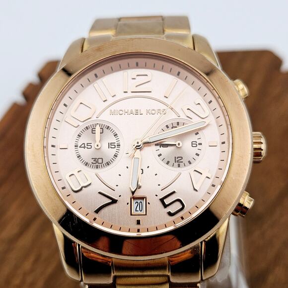 Michael Kors Women's Mercer Rose Gold Link Band Watch Chronograph Multifunction - Picture 2 of 7